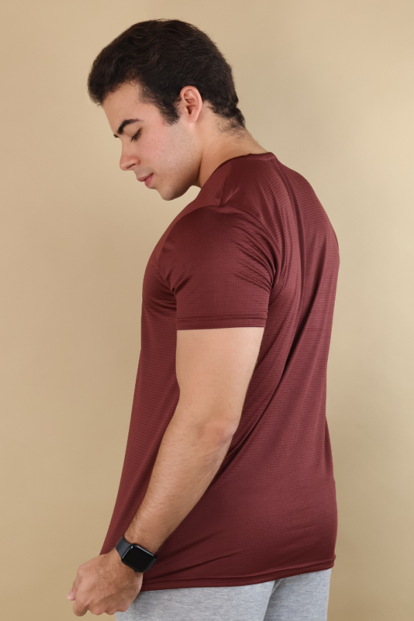 Playera Deportiva Para Hombre Manga Corta Tipo Dry Fit Rojo Vino